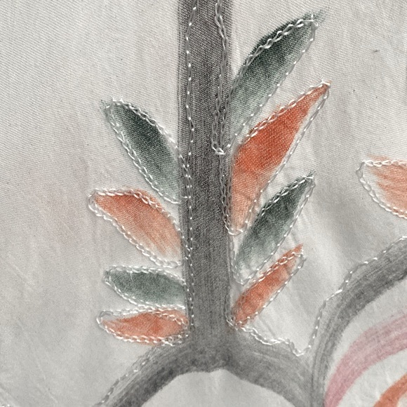 S.R. Fashion Rayon White Floral Painted Embroidered Free Size Dress - Picture 4 of 8